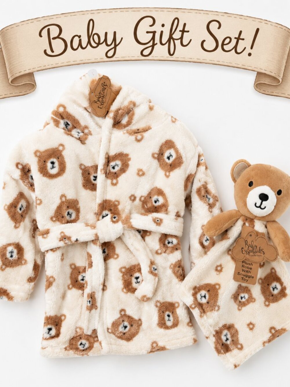 NWT Baby Essentials 2-Piece Baby Boy Gift Set Robe & Lovey Baby Shower Gift Set